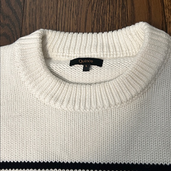 Quince 100% Organic Cotton Striped Crew Sweater - Picture 3 of 5